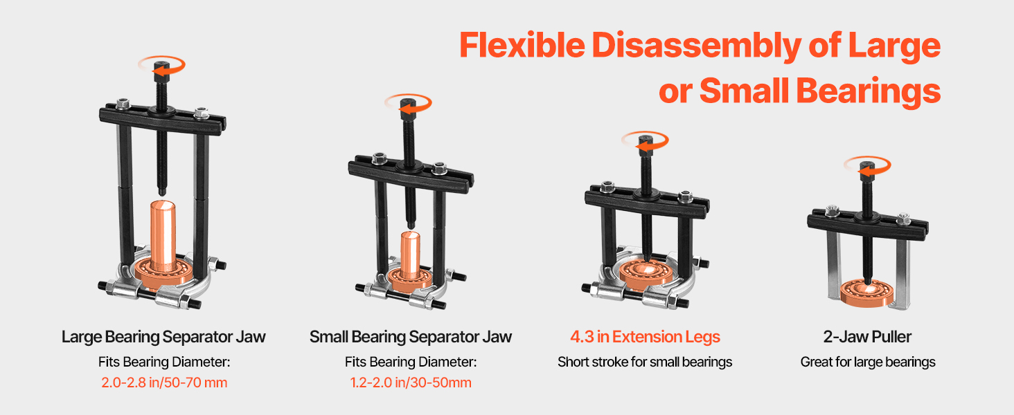 2 Jaws Bearing Puller Adjustable Gear Remover Pinion Wheel