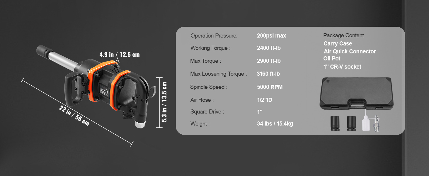 1" Druckluftschlagschrauber 3160ft-lb 5000U/min D-Griff LKW Reifen Werkstatt Air Impact Wrench A100 1.11w