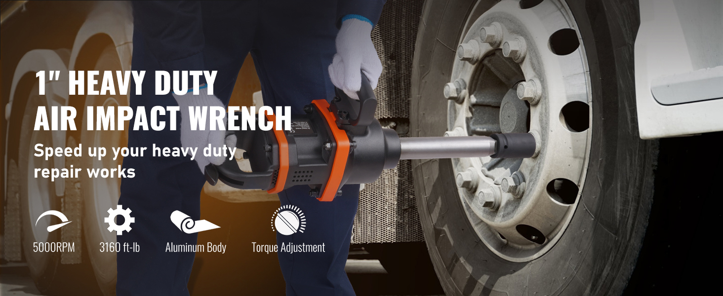 1" Druckluftschlagschrauber 3160ft-lb 5000U/min D-Griff LKW Reifen Werkstatt Air Impact Wrench A100 1.4w