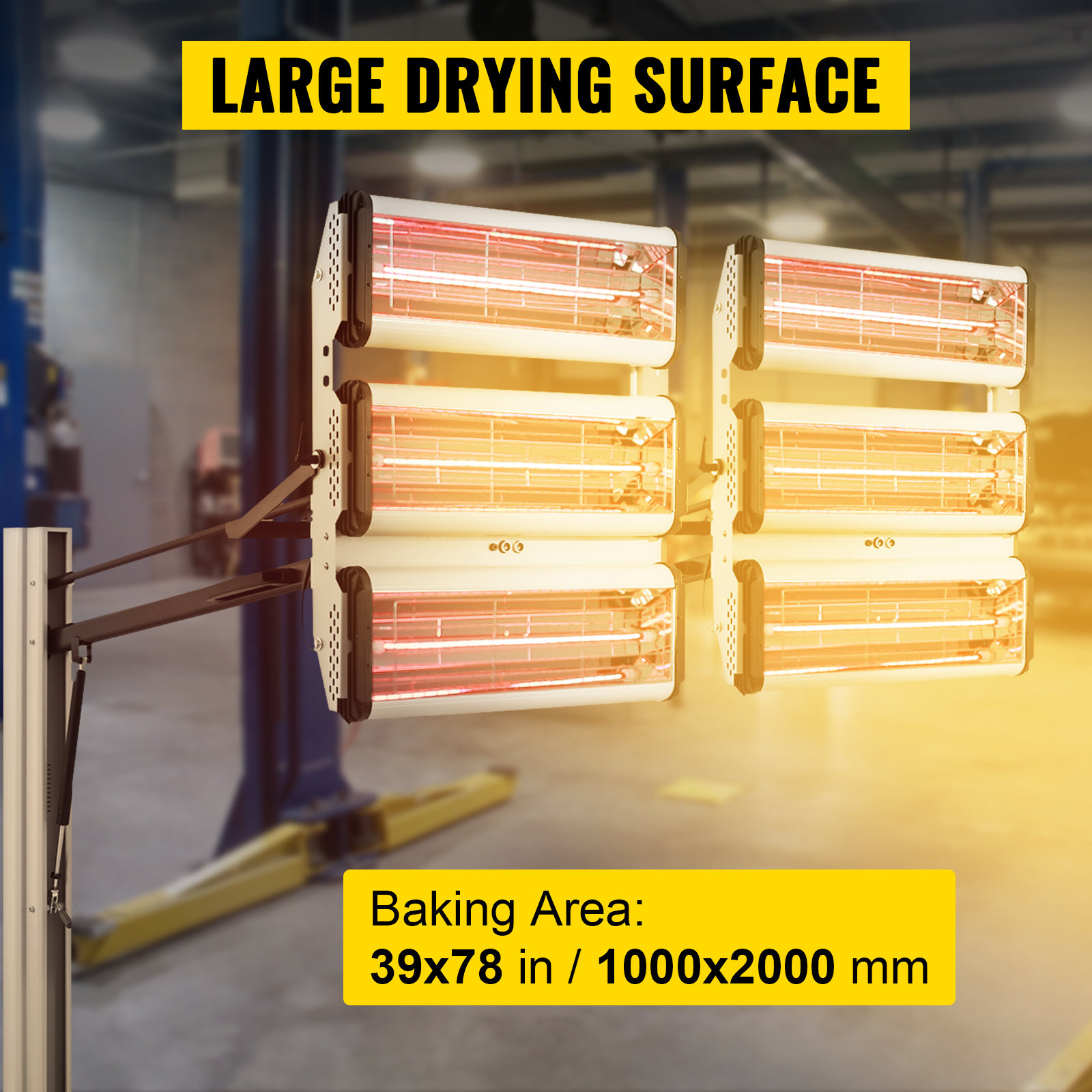 VEVOR 6000W Paint Curing Lamp, Infrared Curing Lamp, 110V Paint Baking