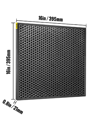 VEVOR HEPA Replacement Filter, 4pcs Active Carbon Air Filter, 16''x16'' Filter, High-Efficient Air Filter Replacement Set with Metal Mesh Cover