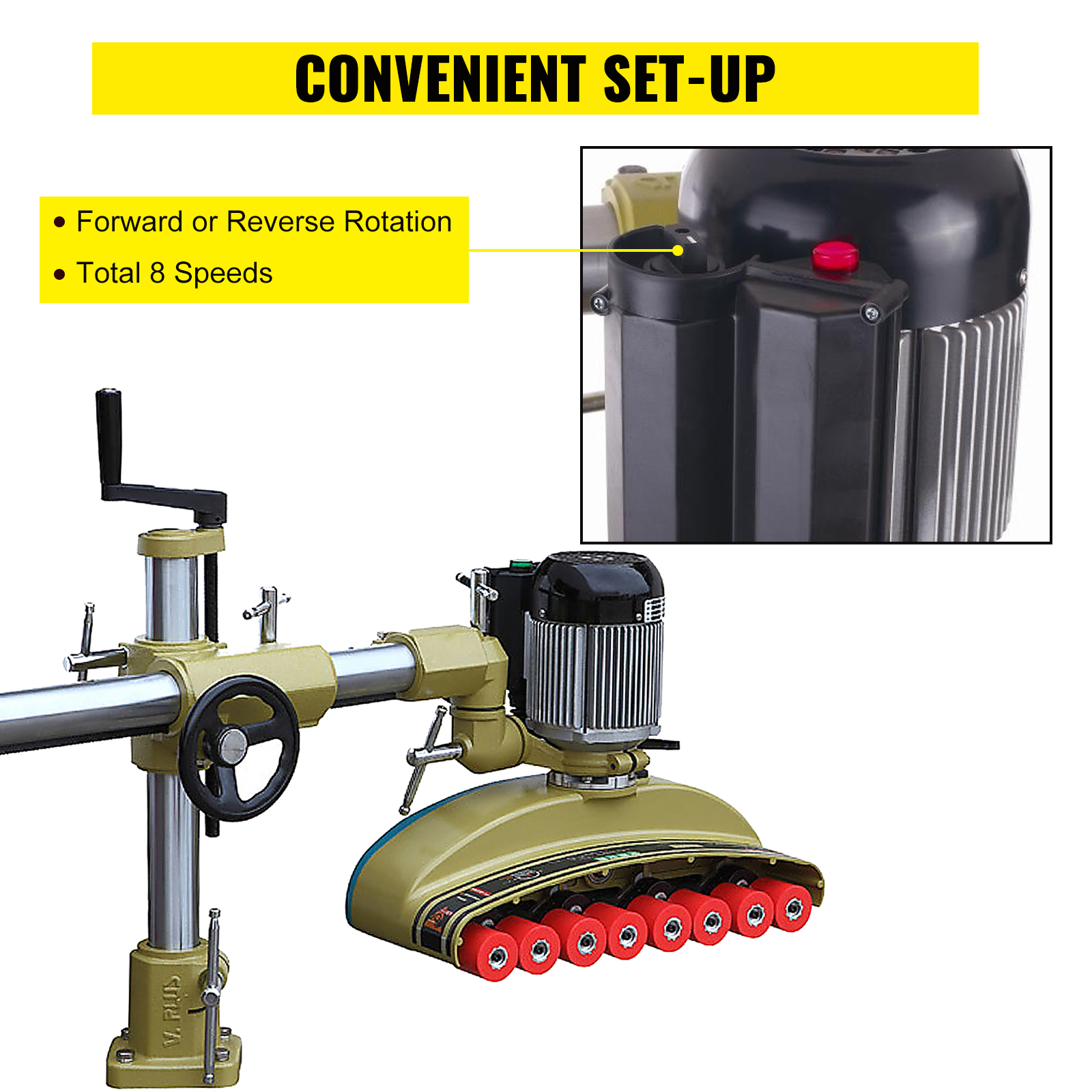 VEVOR 8 Roller Variable Speed Power Feeder 1 Phase 220V Power Stock
