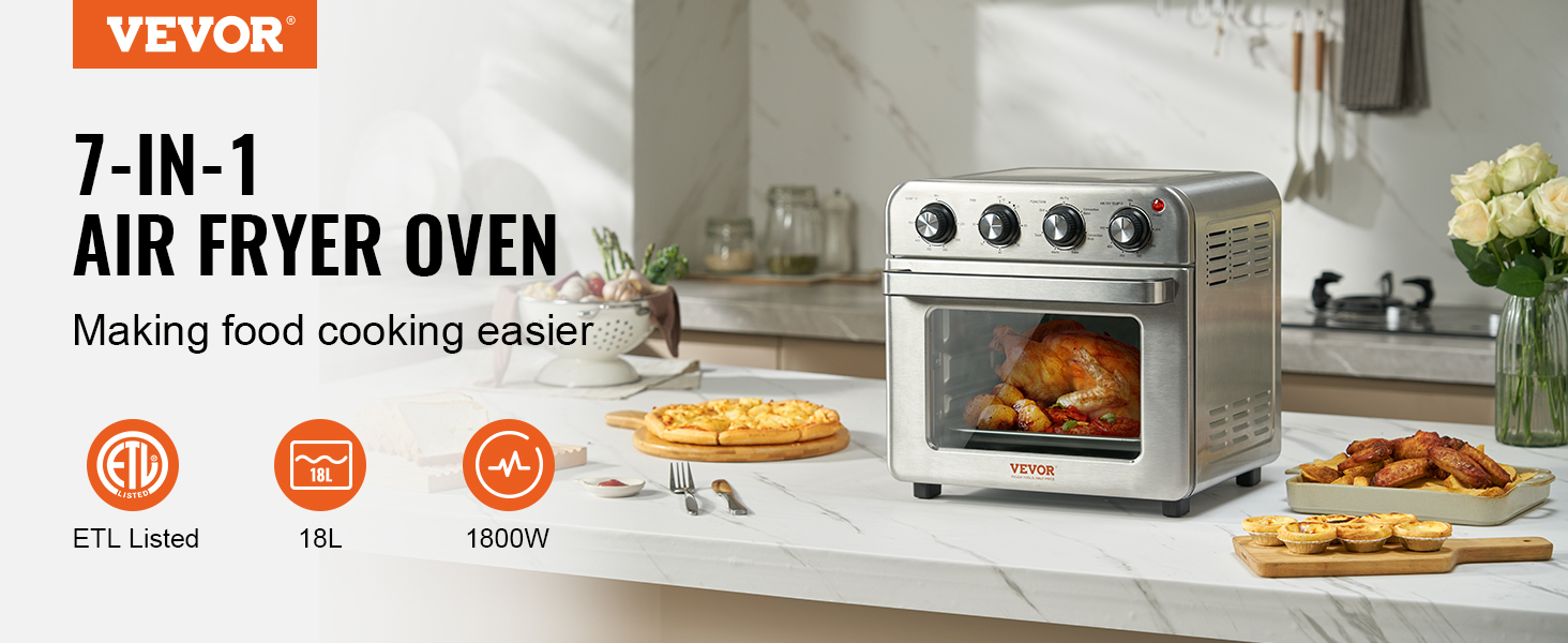 19-Quart 7-in-1 Air Fryer Toaster Oven