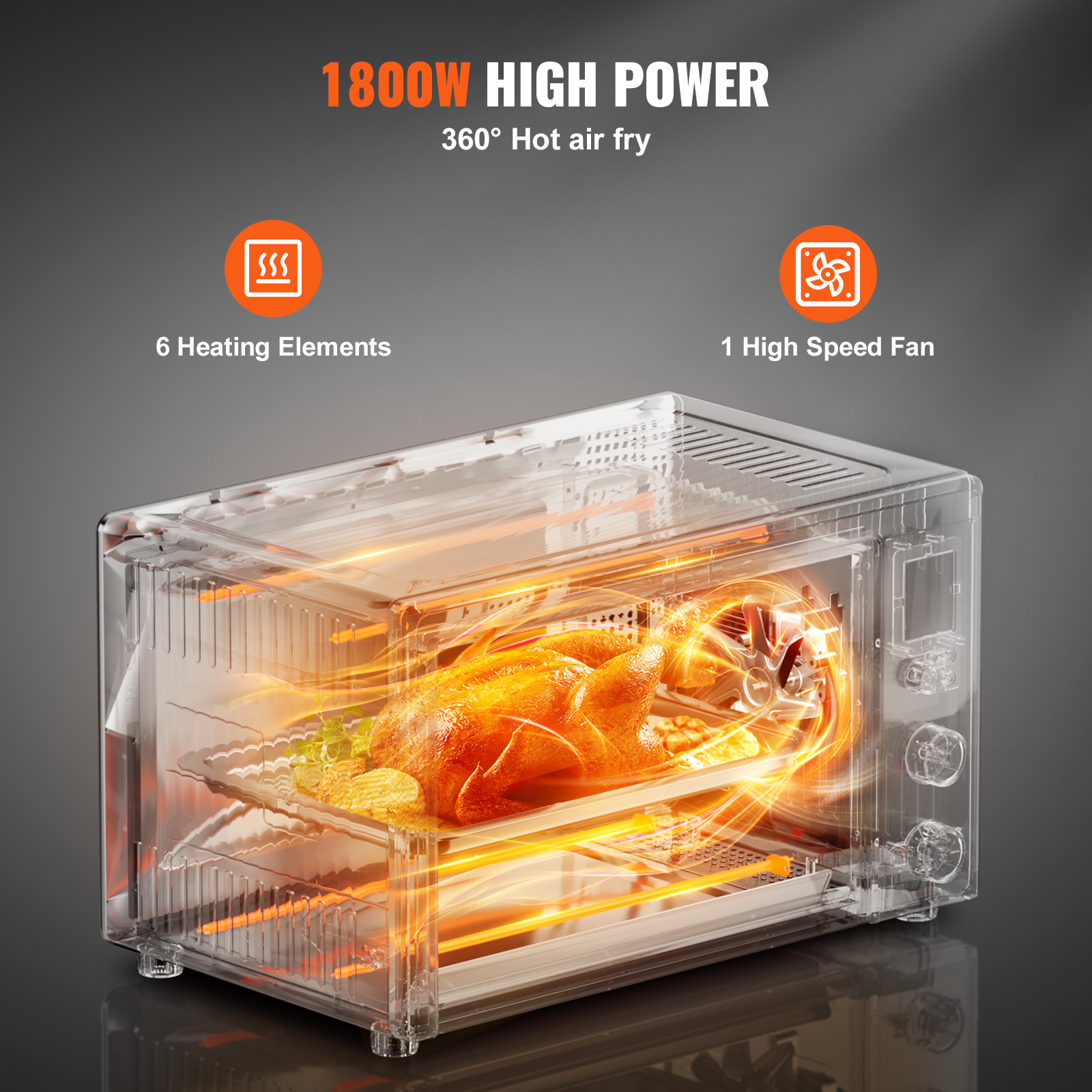 Stainless Steel Air Fryer Toaster Oven with Convection and Steam Cooking