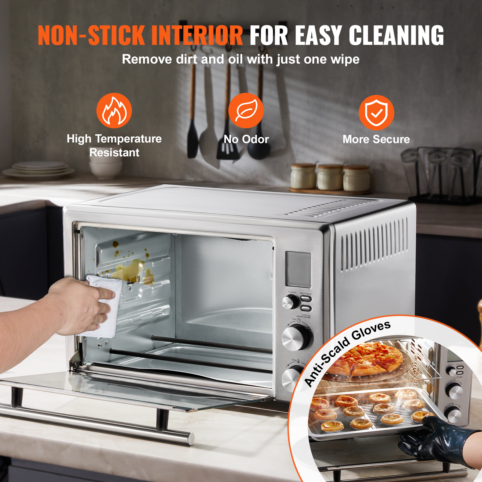Stainless Steel Air Fryer Toaster Oven with Convection and Steam Cooking