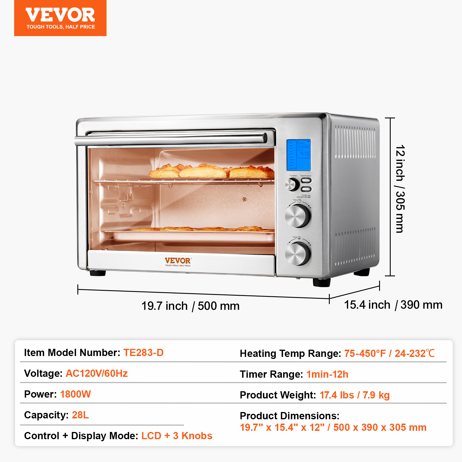 Stainless Steel Air Fryer Toaster Oven with Convection and Steam Cooking