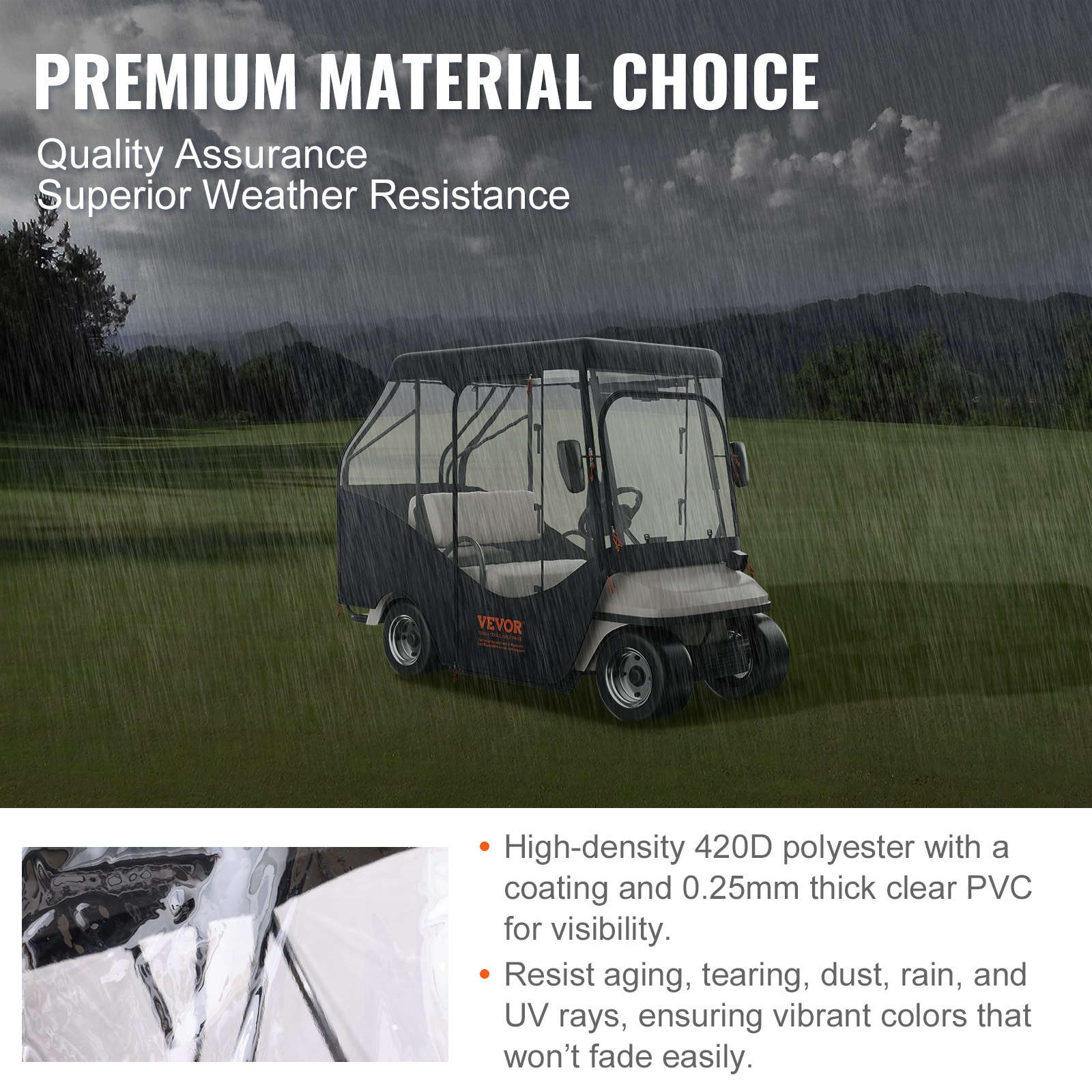 4/2 Passenger Golf Cart Cover 600D/420D Polyester Waterproof Cover - Picture 41 of 62
