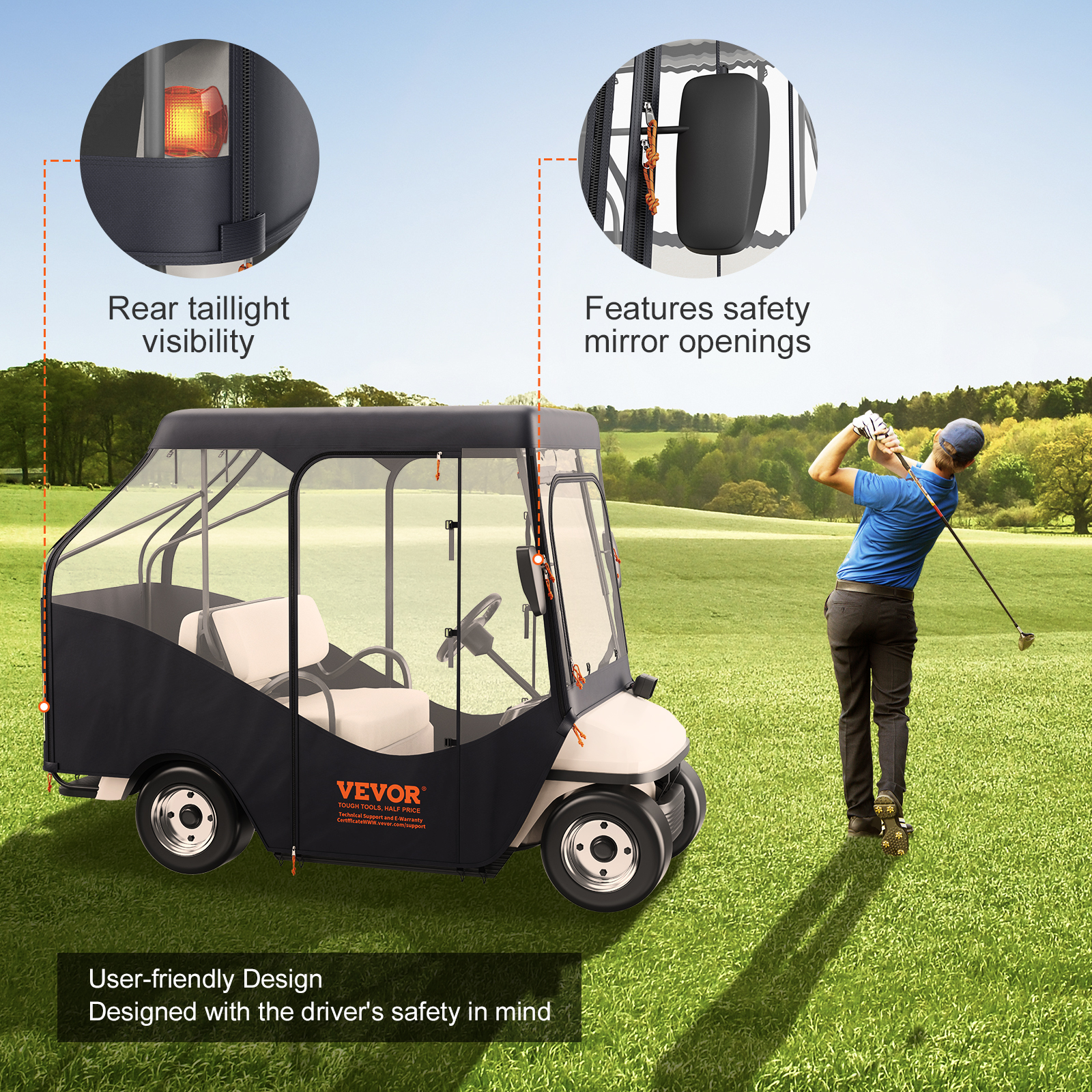 4/2 Passenger Golf Cart Cover 600D/420D Polyester Waterproof Cover - Picture 54 of 62