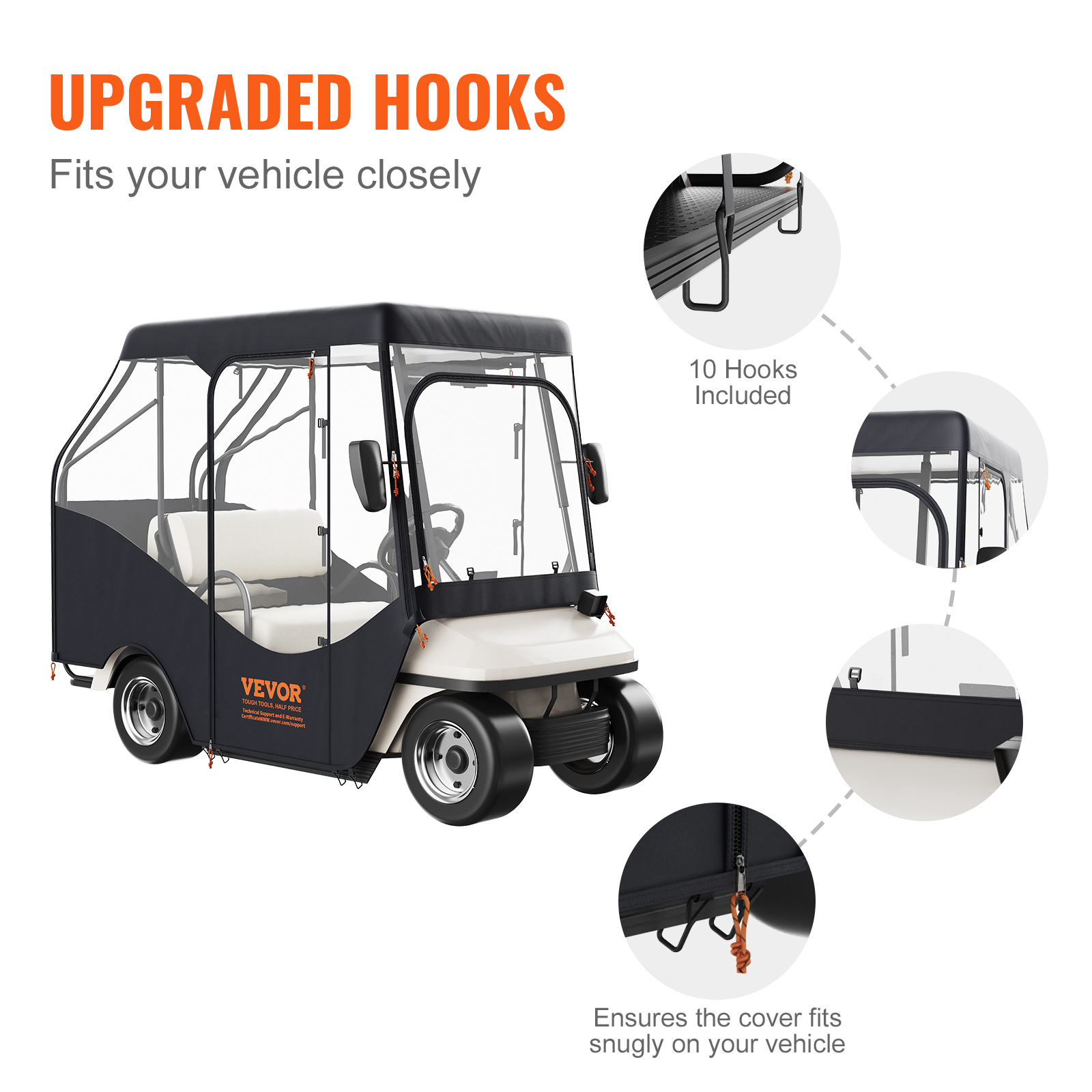 4/2 Passenger Golf Cart Cover 600D/420D Polyester Waterproof Cover - Picture 56 of 62