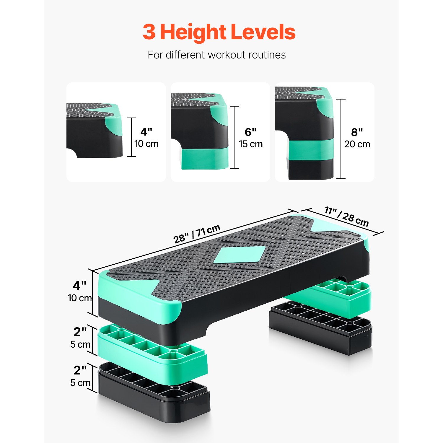 Uimoso Adjustable Aerobic Step Platform with 4 Risers for Fitness Workouts