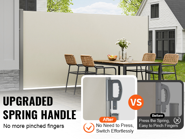 Retractable Side Awning 71"x138" – Gray Patio Screen / Fence Divider