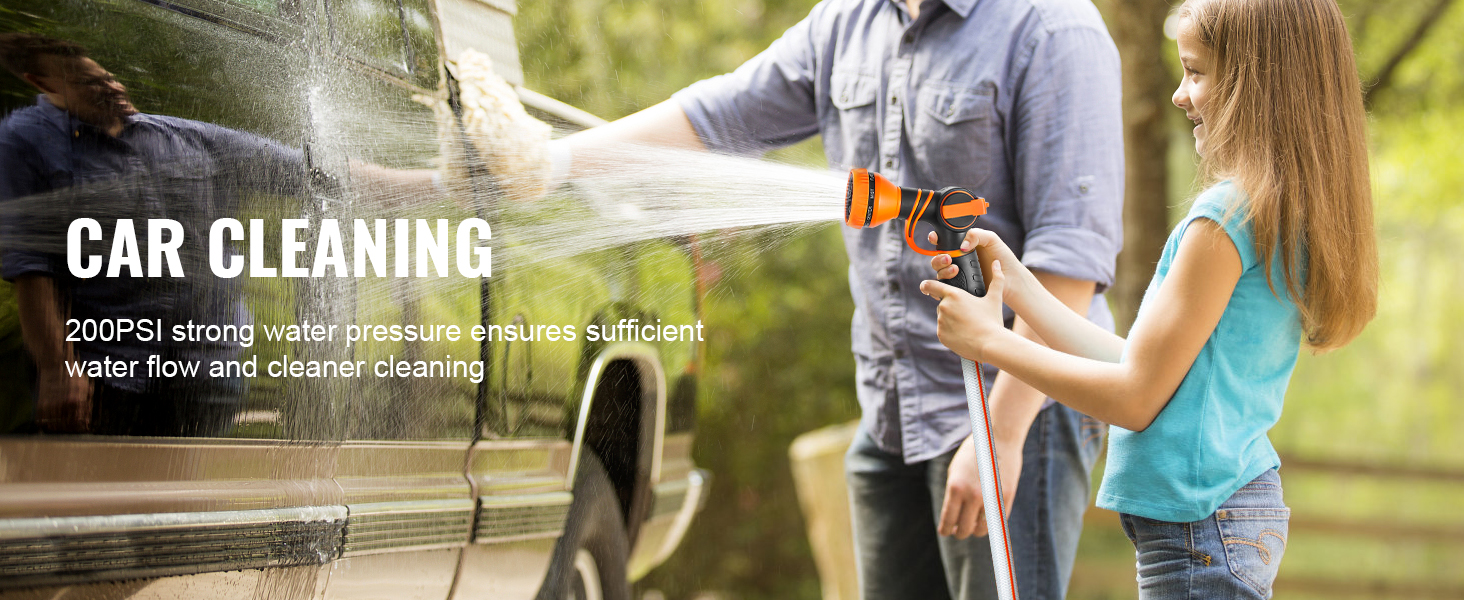 car washing using VEVOR retractable hose reel with 200psi high-pressure water spray for better cleaning.