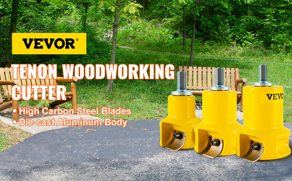 VEVOR Tenon Cutter, 1"/25.4mm & 1.5"/38mm & 2"/50.8mm, with Dual Curved Blades & Button Screws Home Master Kit, Premium Aluminum & Steel Log Furniture Cutter, Commercial Starter’s Tool for Home DIY