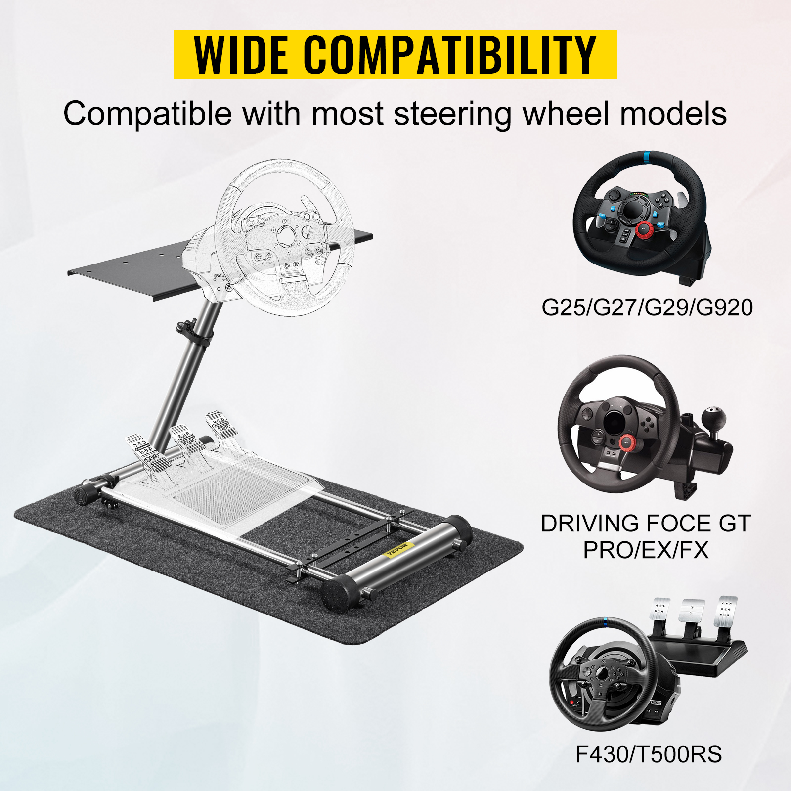 VEVOR G29 G920 Racing Steering Wheel Stand,fit for Logitech G27/G25/G29,  Thrustmaster T80 T150 TX F430 Gaming Wheel Stand, Wheel Pedals NOT Included