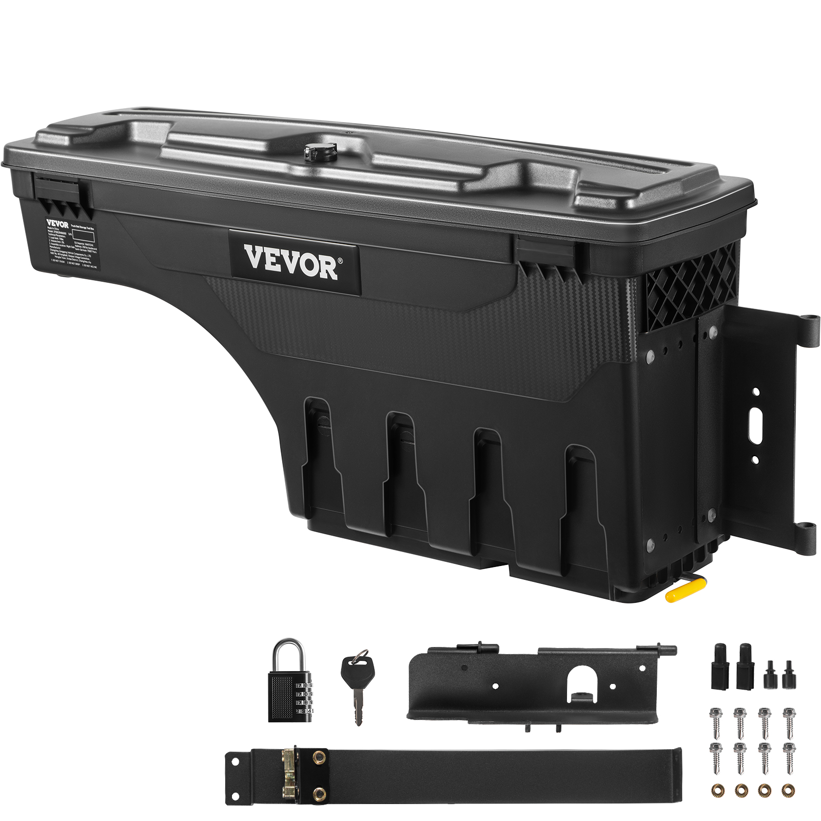 VEVOR Truck Bed Storage Box Lockable Lid Waterproof Abs Wheel Well Tool Box 6.6 Gal/20 L with Password Padlock Compatible with Tundra 2007-2021