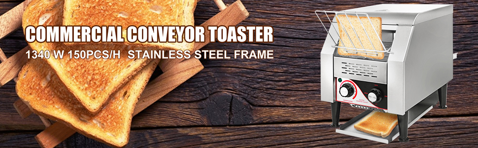 VEVOR 2640-Watt 450-Slices/Hour Countertop Electric Stainless Steel Heavy Duty Restaurant Toaster Commercial Conveyor Toaster
