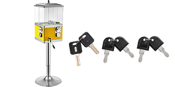 VEVOR Gumball Machine with Stand, Yellow Quarter Candy Dispenser, Rotatable Four Compartments Square Candy Vending Machine, PC & Iron Large Gumball Bank Adjustable Dispenser Wheels for 1" Gumballs