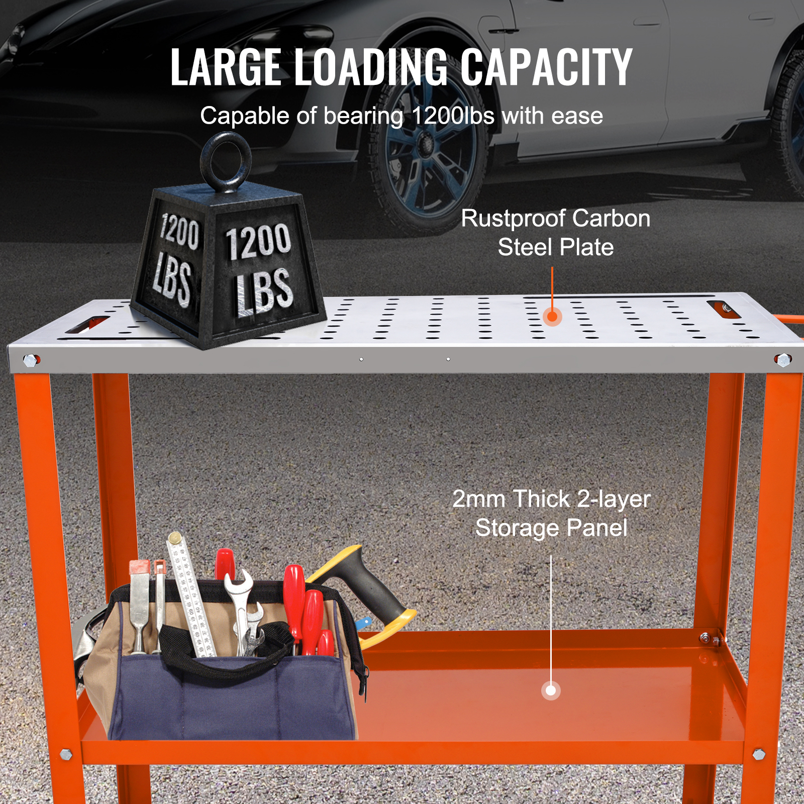 VEVOR 36"x18" Welding Table 1200lbs Load Capacity Steel Welding Workbench Table