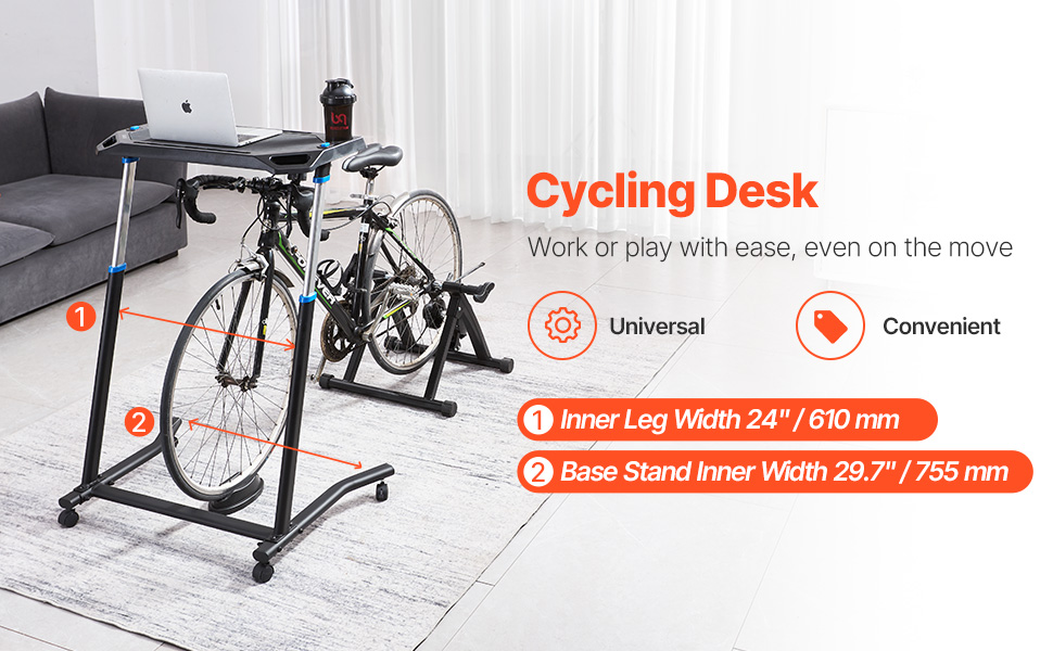 thumbnail image 2 of VEVOR Mobile Cycling Desk Foldable Bike Trainer – Lockable Wheels, Adjustable Height 2 of 4