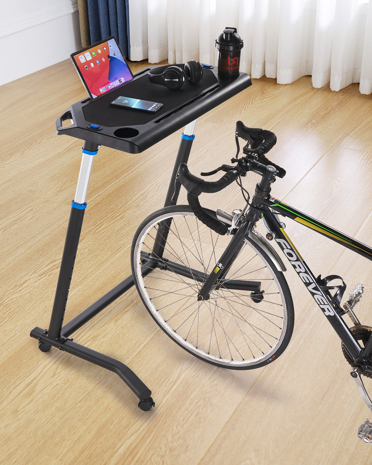 Mobile Cycling Desk Foldable Bike Trainer Fitness Desk Table w/Wheel ...