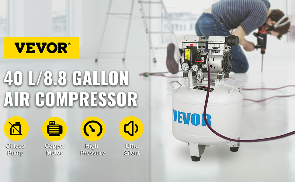 VEVOR VEVOR Vertical Air Compressor 8.8 Gallon Ultra Quiet Oil