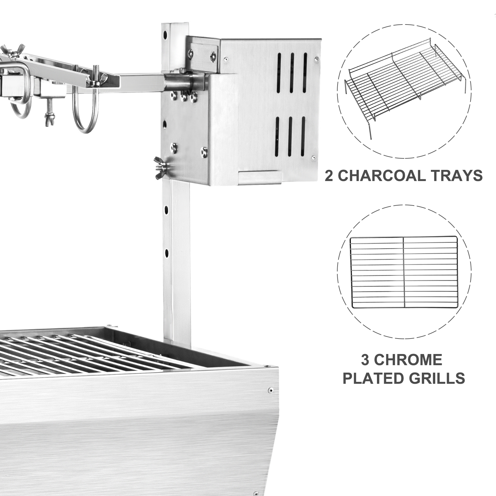 VEVOR 45W Rotisserie Grill Roaster, 37 Inch BBQ Small Pig Lamb