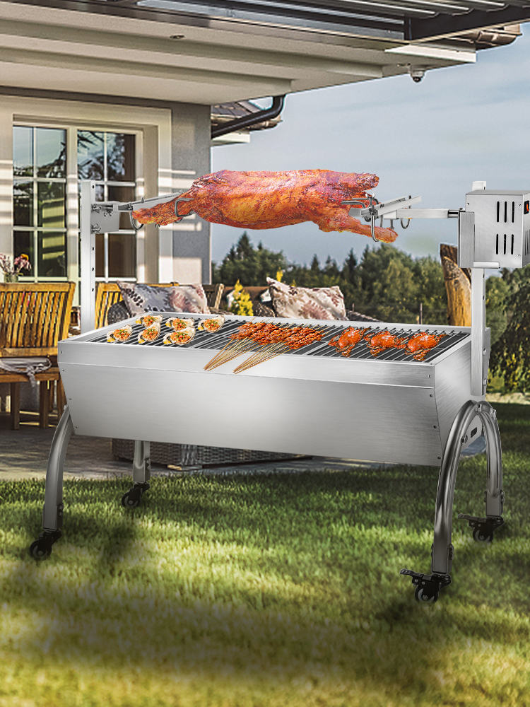 VEVOR 45W Rotisserie Grill Roaster, 37 Inch BBQ Small Pig Lamb
