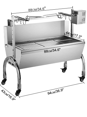 Girarrosto Elettrico VEVOR Per Agnello E Maiale - Acciaio Inox, 61kg Capacità, Con Ruote - Foto 3