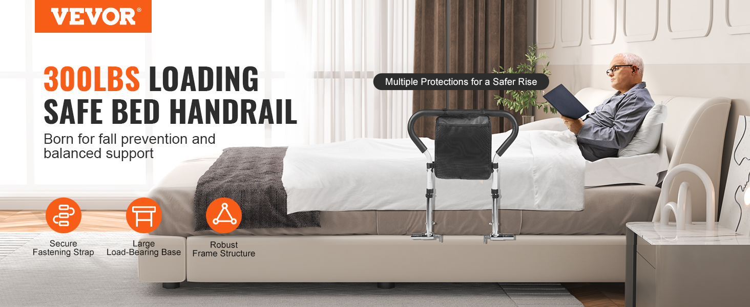 VEVOR Bed Rails for Elderly Adults, 90° Foldable Bed Assist Rails for  Seniors, 2-Level
