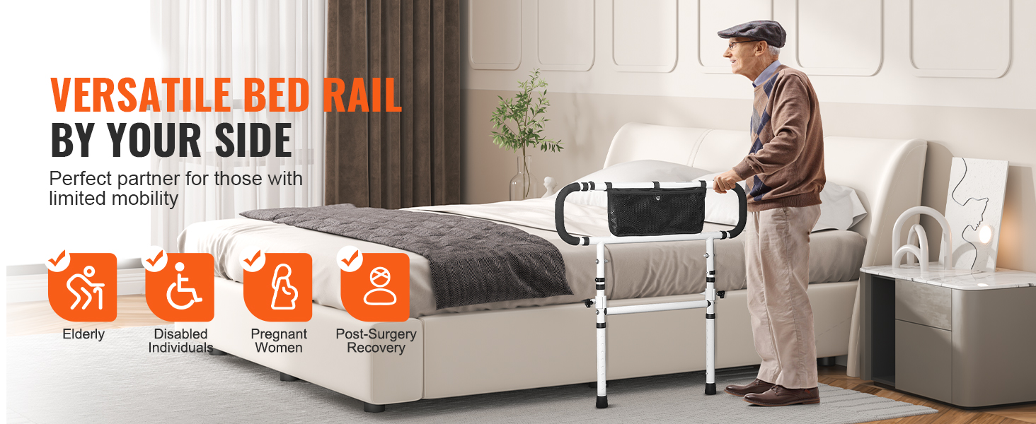VEVOR Bed Rails for Elderly Adults, 180° Foldable Bed Assist Rails