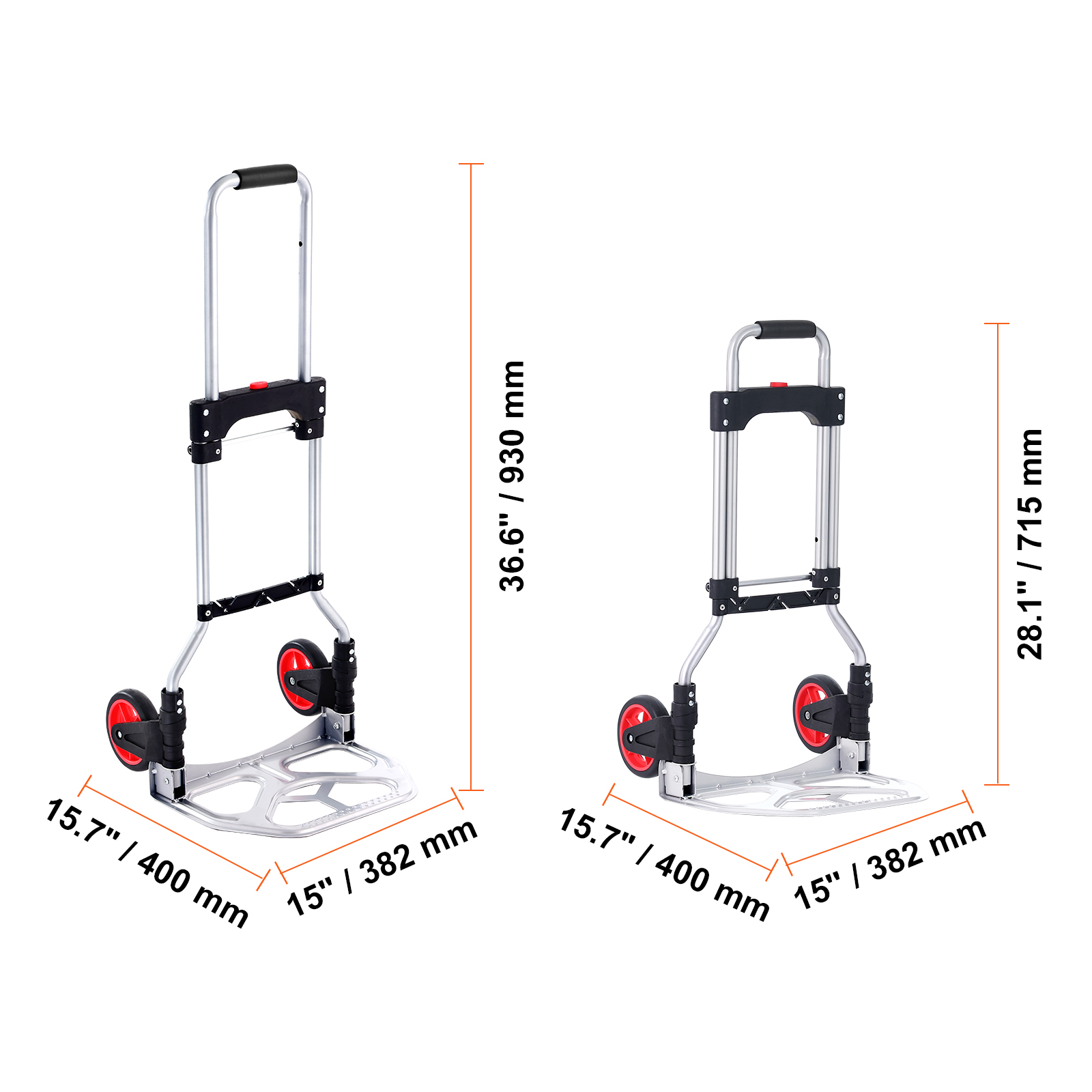 VEVOR Folding Hand Truck, 176 lbs Load Capacity, Aluminum Portable Cart