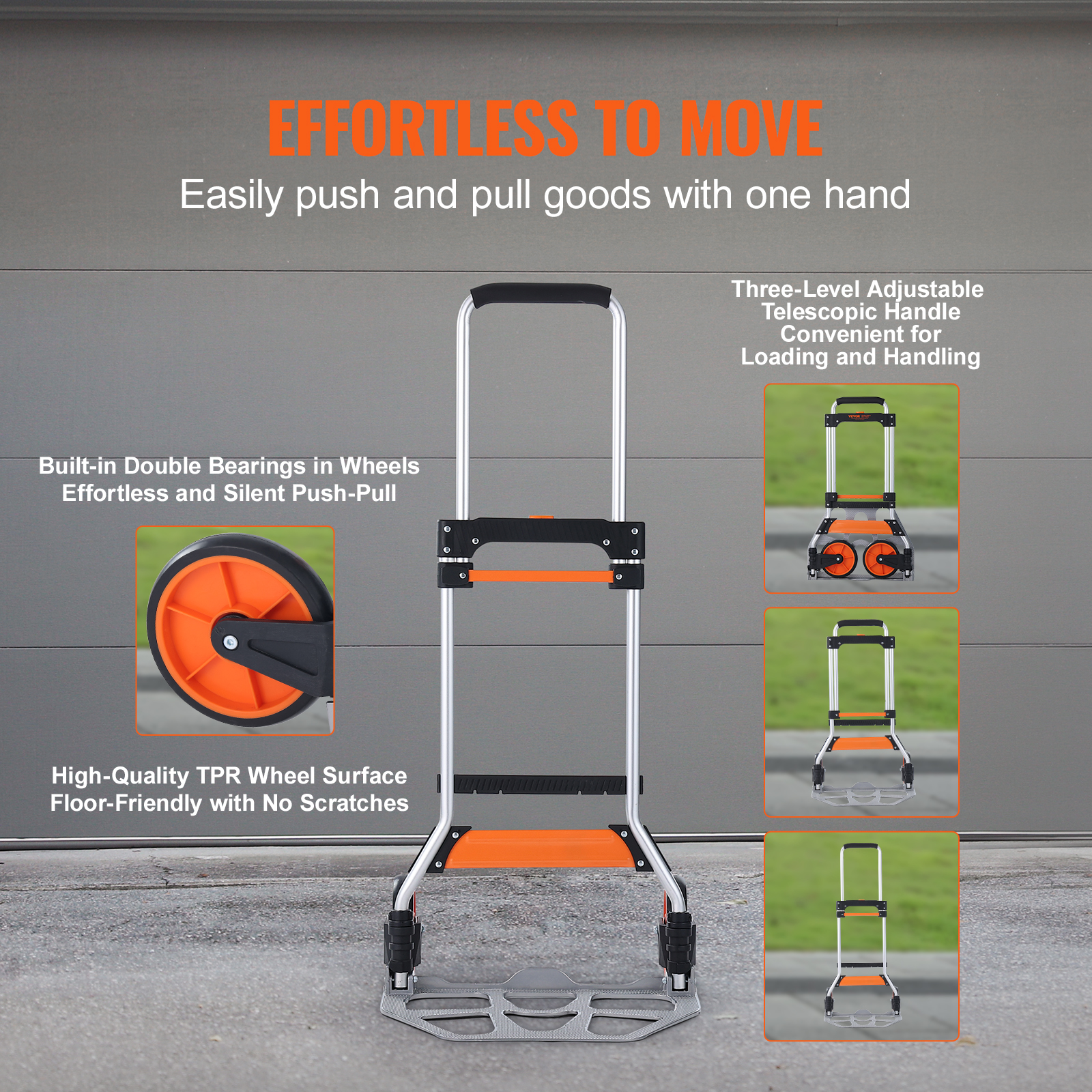 VEVOR Folding Hand Truck Aluminum Luggage Trolley Cart Dolly 176 / 309 / 275 lbs - Bild 28 von 37