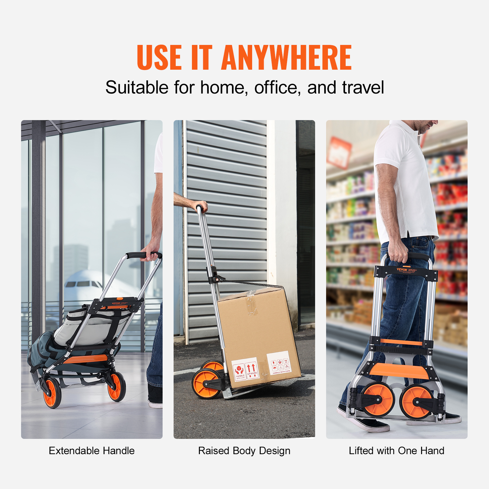 VEVOR Folding Hand Truck Aluminum Luggage Trolley Cart Dolly 176 / 309 / 275 lbs - Bild 30 von 37