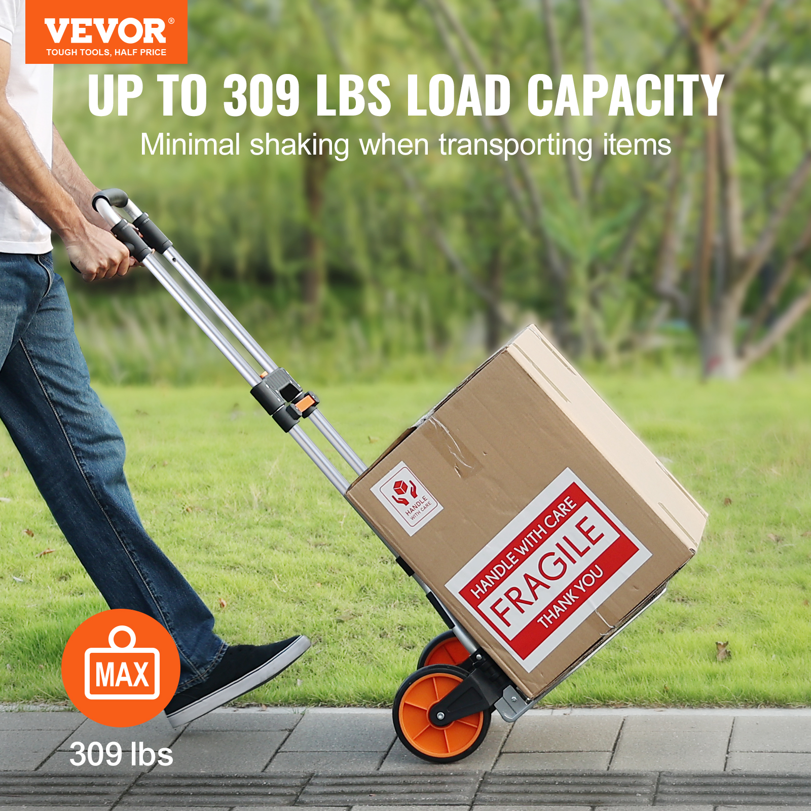 VEVOR Folding Hand Truck Aluminum Luggage Trolley Cart Dolly 176 / 309 / 275 lbs - Bild 15 von 37
