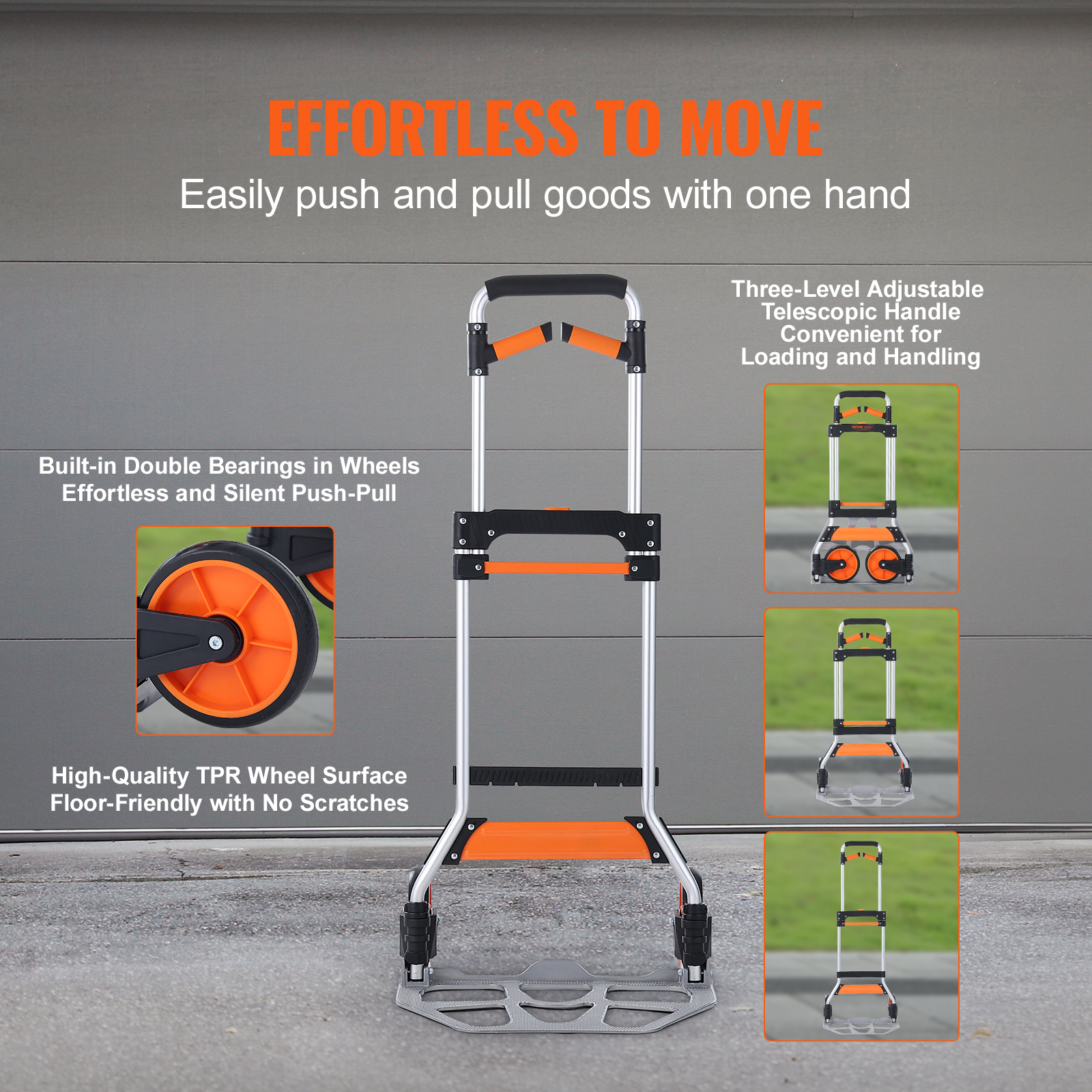 VEVOR Folding Hand Truck Aluminum Luggage Trolley Cart Dolly 176 / 309 / 275 lbs - Bild 16 von 37