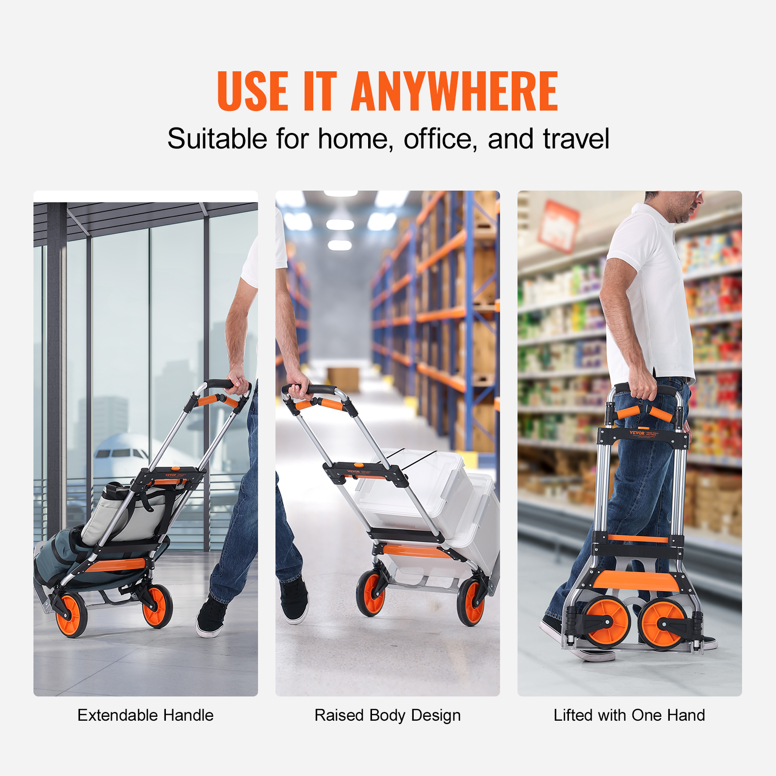 VEVOR Folding Hand Truck Aluminum Luggage Trolley Cart Dolly 176 / 309 / 275 lbs - Bild 18 von 37