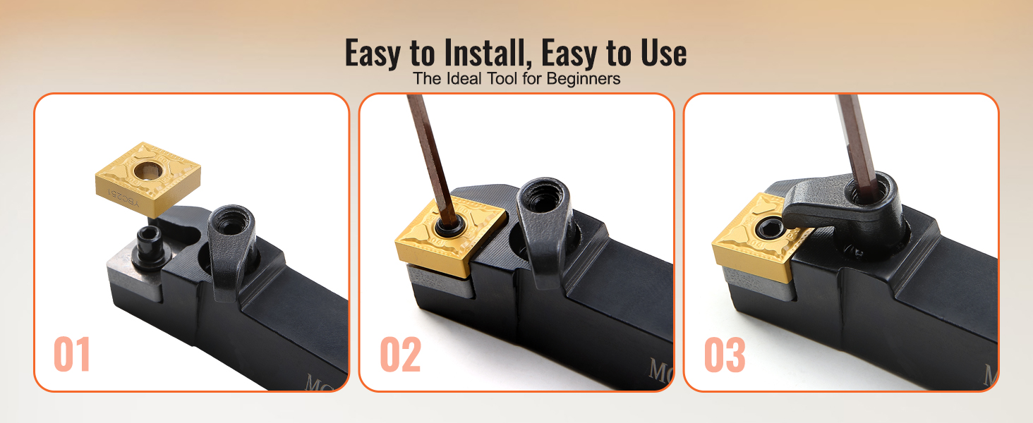 VEVOR 7 piezas de soporte de herramientas de torneado de torno indexable,  3/8 pulgadas, herramientas de corte de torno de metal de alta resistencia