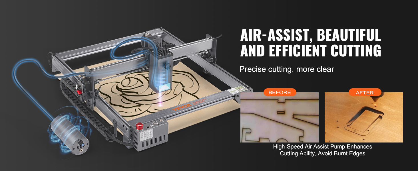 VEVOR Graveur Laser CO2 Machine de gravure découpée 80 W Table de travail  500x700 mm