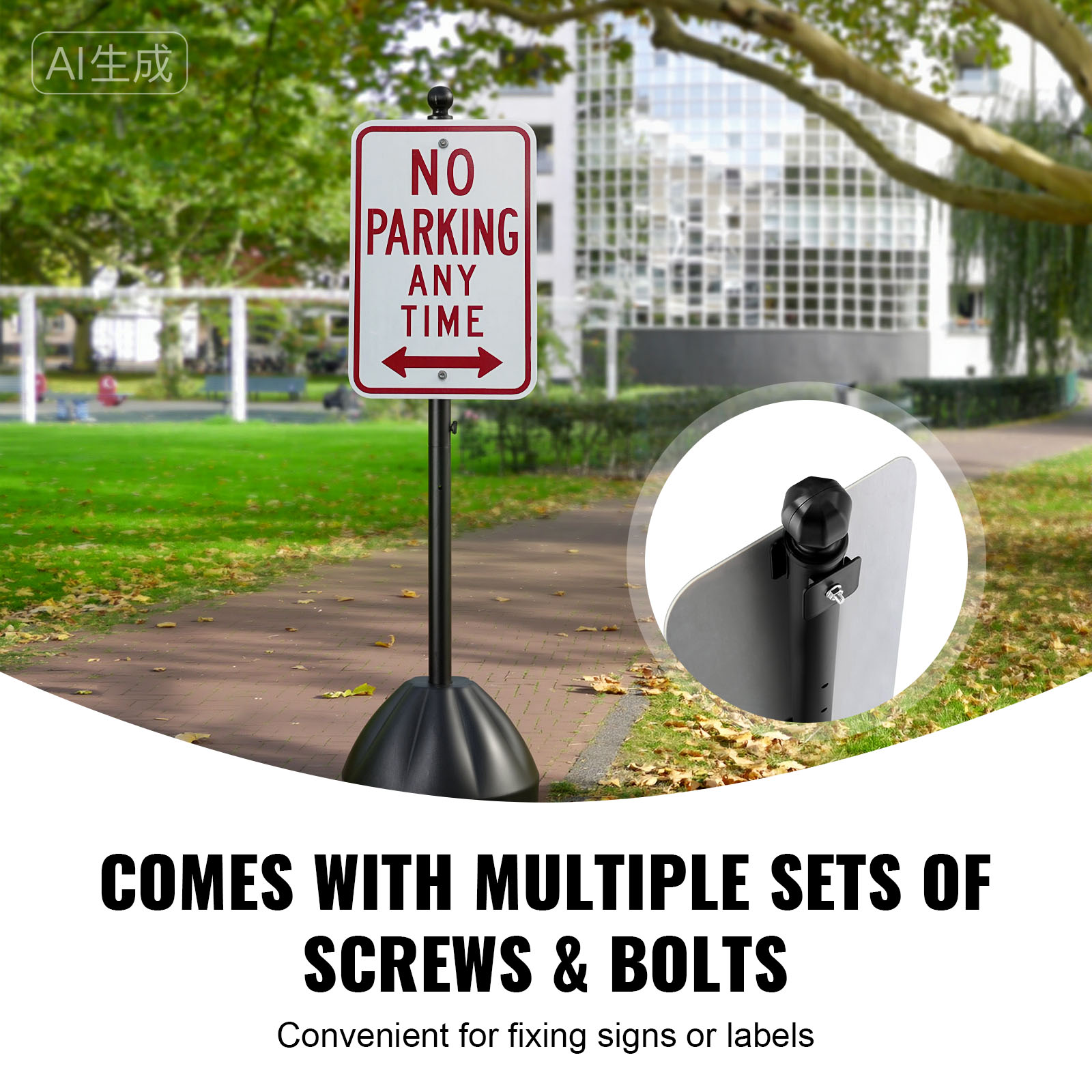 Fake Sign Post Cast Iron Sign Post 4/5/6/8ft U-Channel Sign Stand with Wheels Black ...