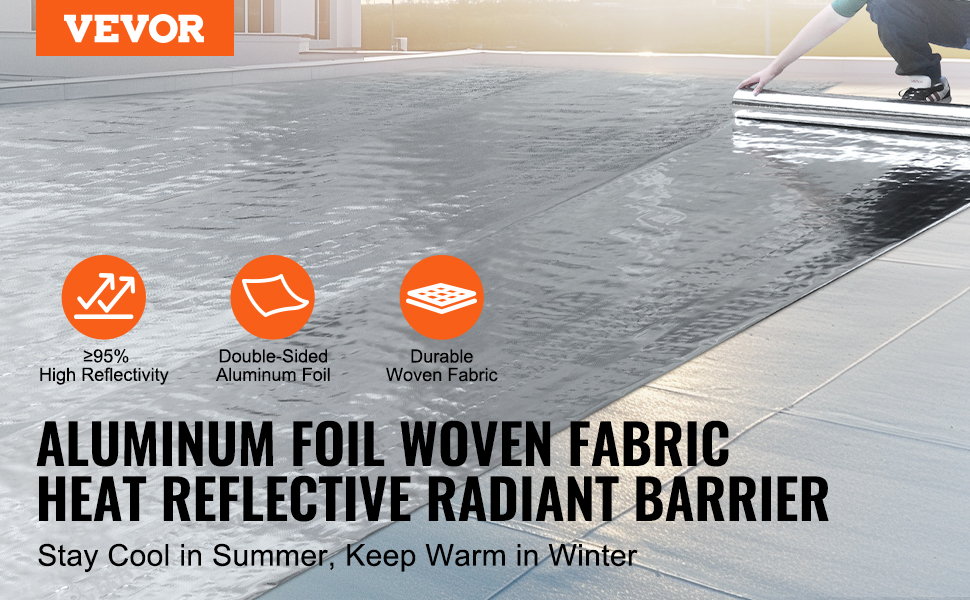 VEVOR Double Reflective Insulation Roll Woven Fabric Radiant Barrier 48