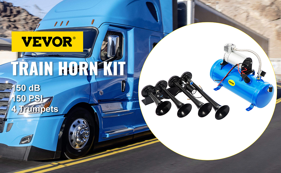 期間限定 Vixen Horns Train Horn Kit for Trucks Car Semi. Complete Onboard  System- 150psi Air Compressor, Gallon Tank, Trumpets. Super Loud dB.  Fits Vehicle