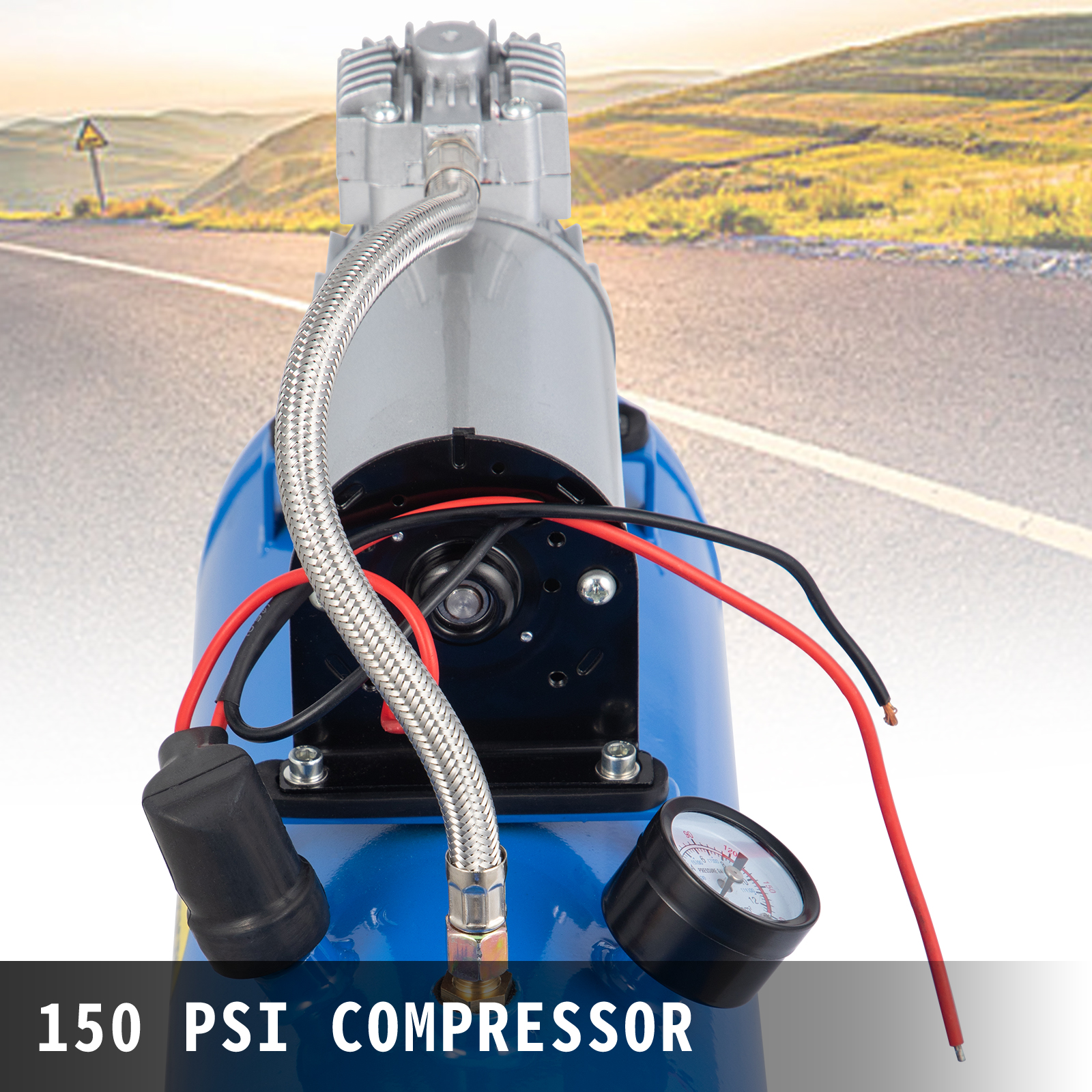 VEVOR 12V Train Horn Air Compressor with Tank 150PSI Air Car Compressor  Portable Tire Inflator with 6 Liter Tank 1.6 Gallon for Train Horns  Motorhome