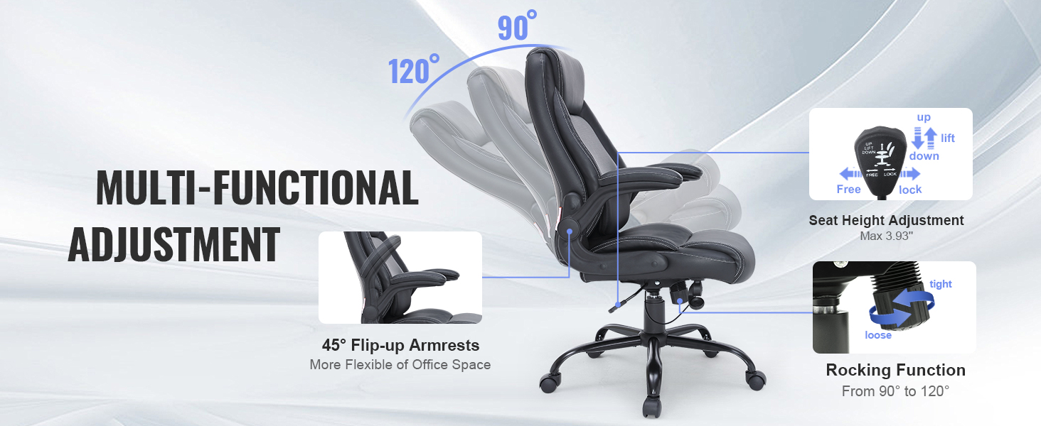 Silla de escritorio de cuero para juegos con reposapiés, respaldo alto,  silla de escritorio ergonómica ejecutiva reclinable, capacidad de carga:  330