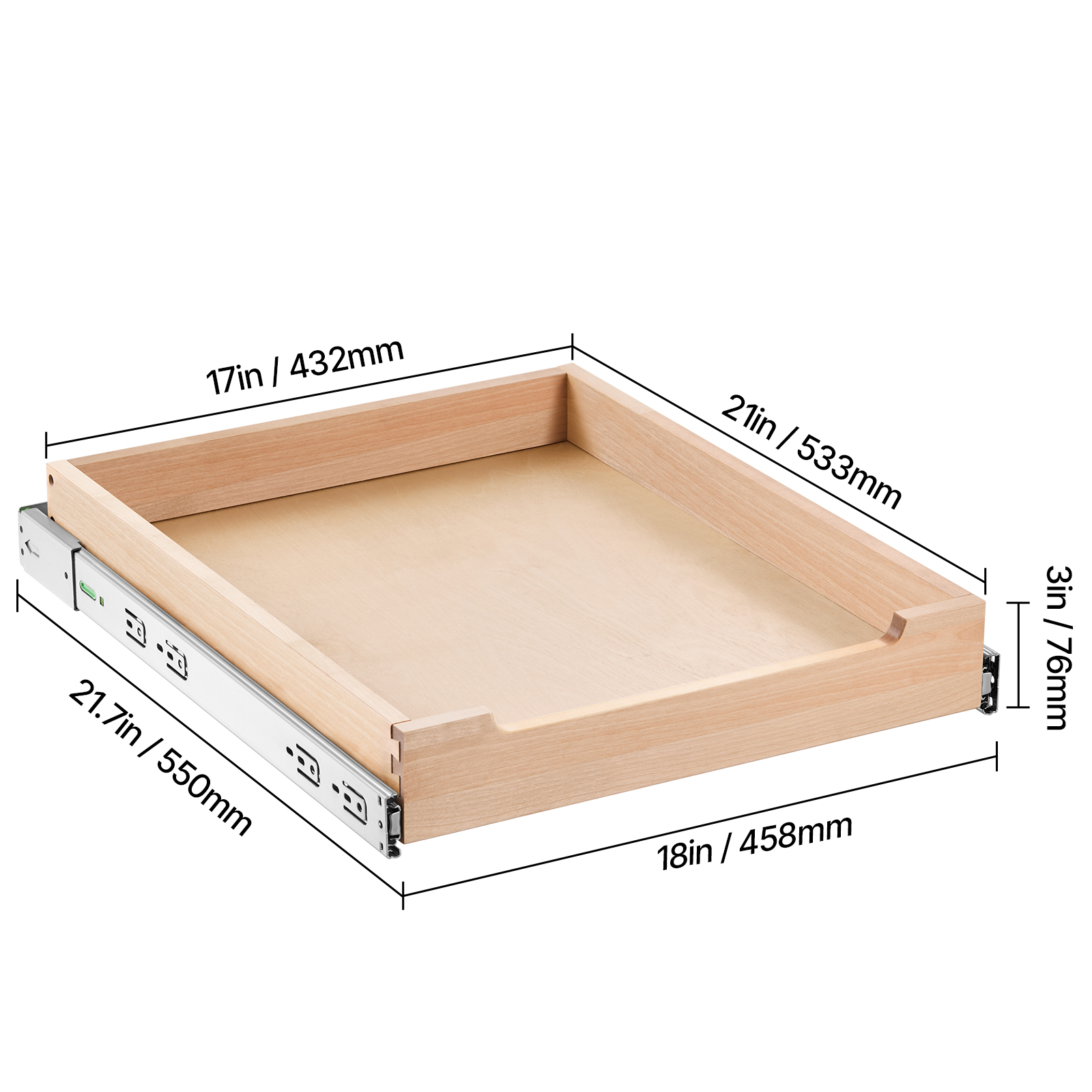 Rangement Armoire Fermeture Douce Tiroir Coulissant VEVOR - 43,2x53,3cm - Bois Bouleau - Fermeture Douce - 27kg Capacité Tiroir Coulissant Armoire Cuisine