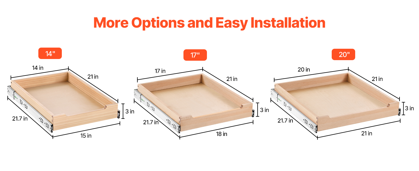 Pull Out Cabinet Organizer,Soft Close,Wood