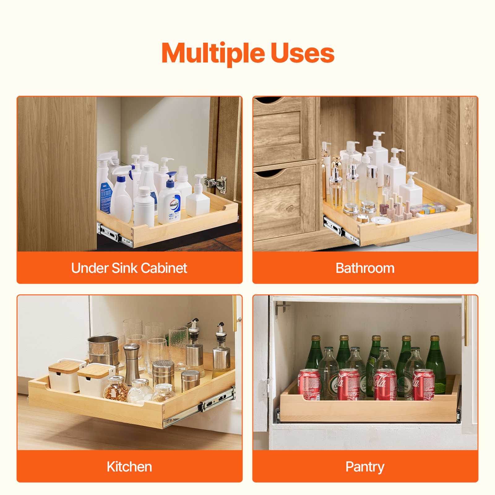 Kitchen Slide Out Wood Drawer 14"/15"/18"/20"/21" Cabinet Shelf Pull Out Storage - Picture 42 of 72