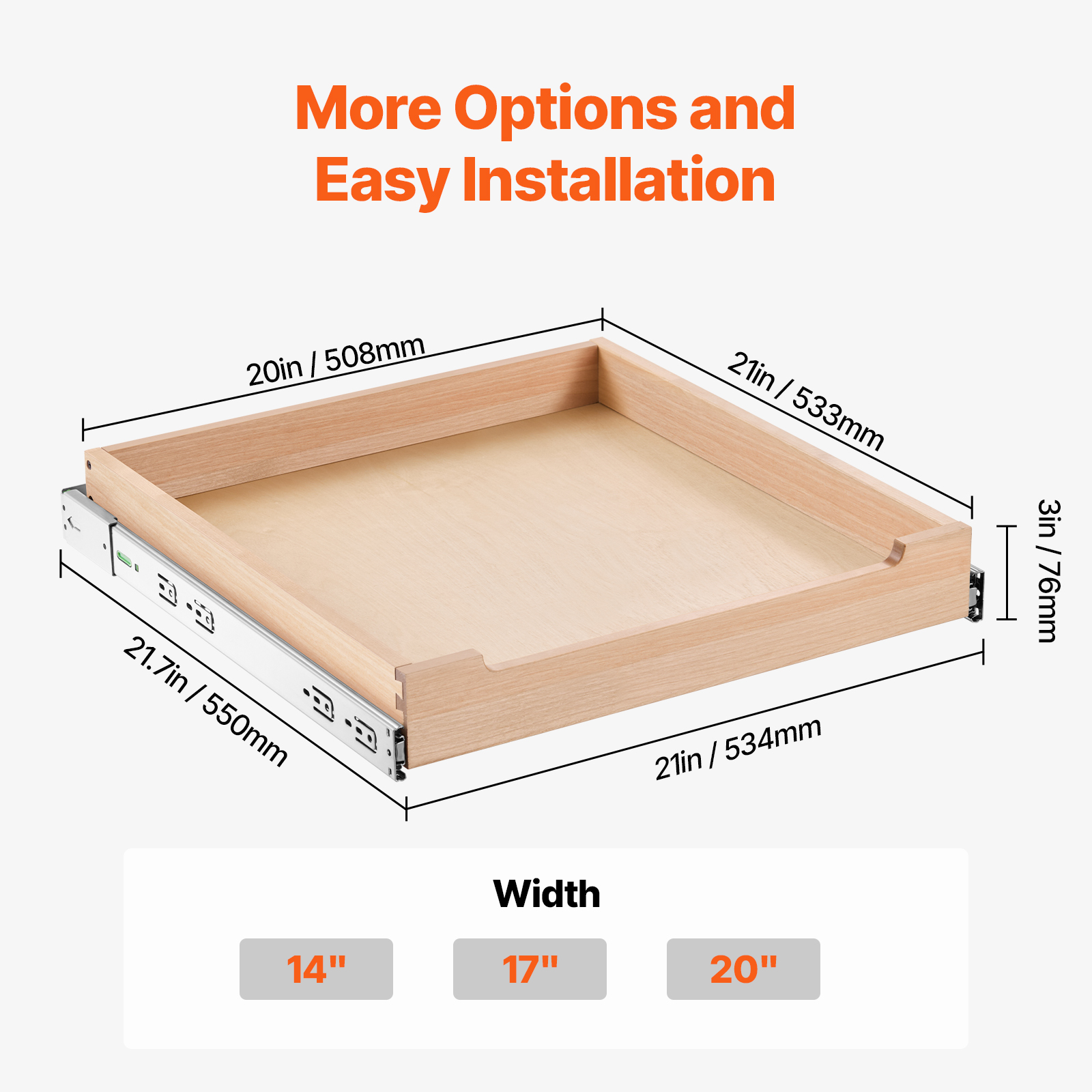 Kitchen Slide Out Wood Drawer 14"/15"/18"/20"/21" Cabinet Shelf Pull Out Storage - Picture 43 of 72
