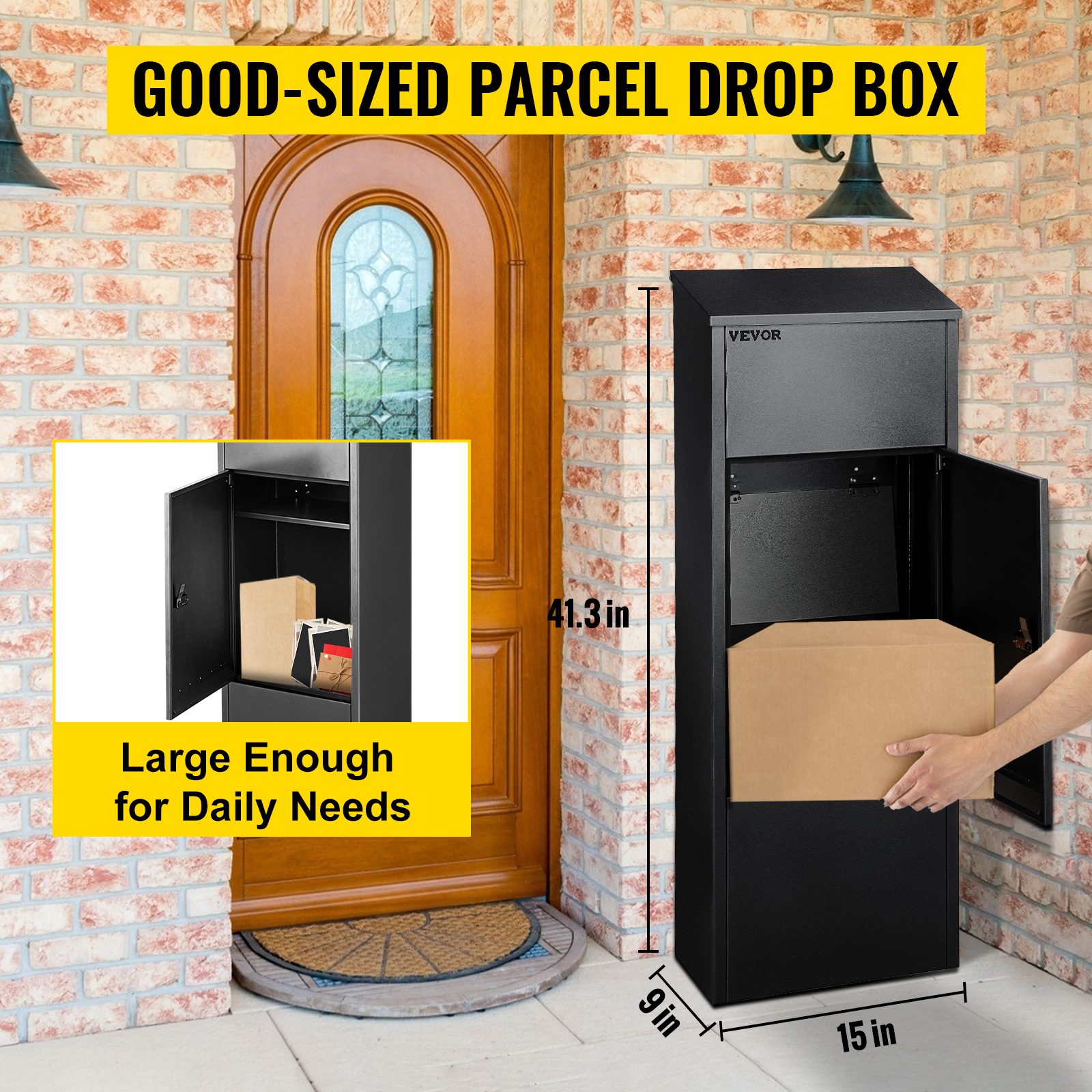 VEVOR Package Delivery Boxes for Outside 16.2x15.8x44, Galvanized Steel  Delivery Box for Packages With Coded Lock, Removable Anti-theft Baffle,  IPX3 Waterproof Package Drop Box for Outside, Porch 