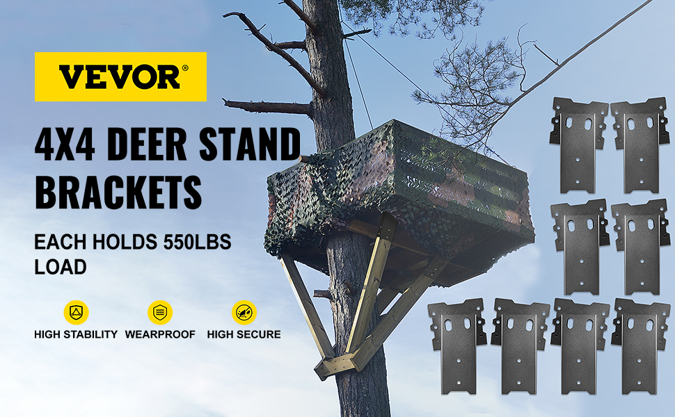 Deer Stand Brackets 4x4 Deer Blind Brackets, 4Pcs Compound Angle Platform Brackets For Deer Hunting Shooting Shack Observation Decks Tree Houses Swing Sets Outdoor Platforms