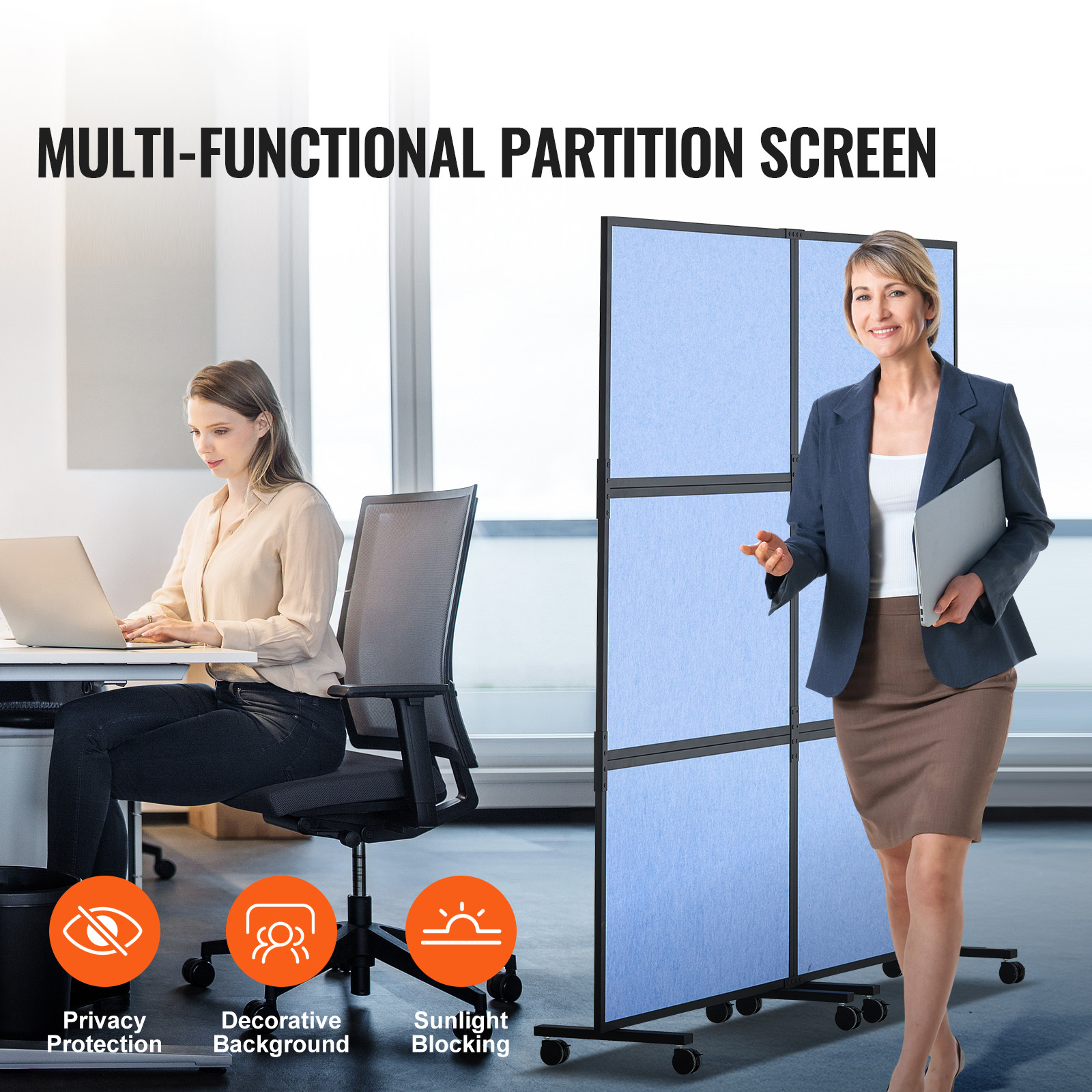 VEVOR Acoustic Room Divider Partition Panel Privacy Screen 2 Pack Blue/Gray